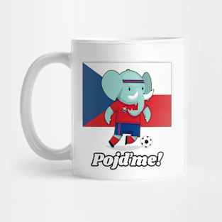 ⚽ Czech Football, Cute Elephant Kicks Ball, Pojďme! Team Spirit Mug